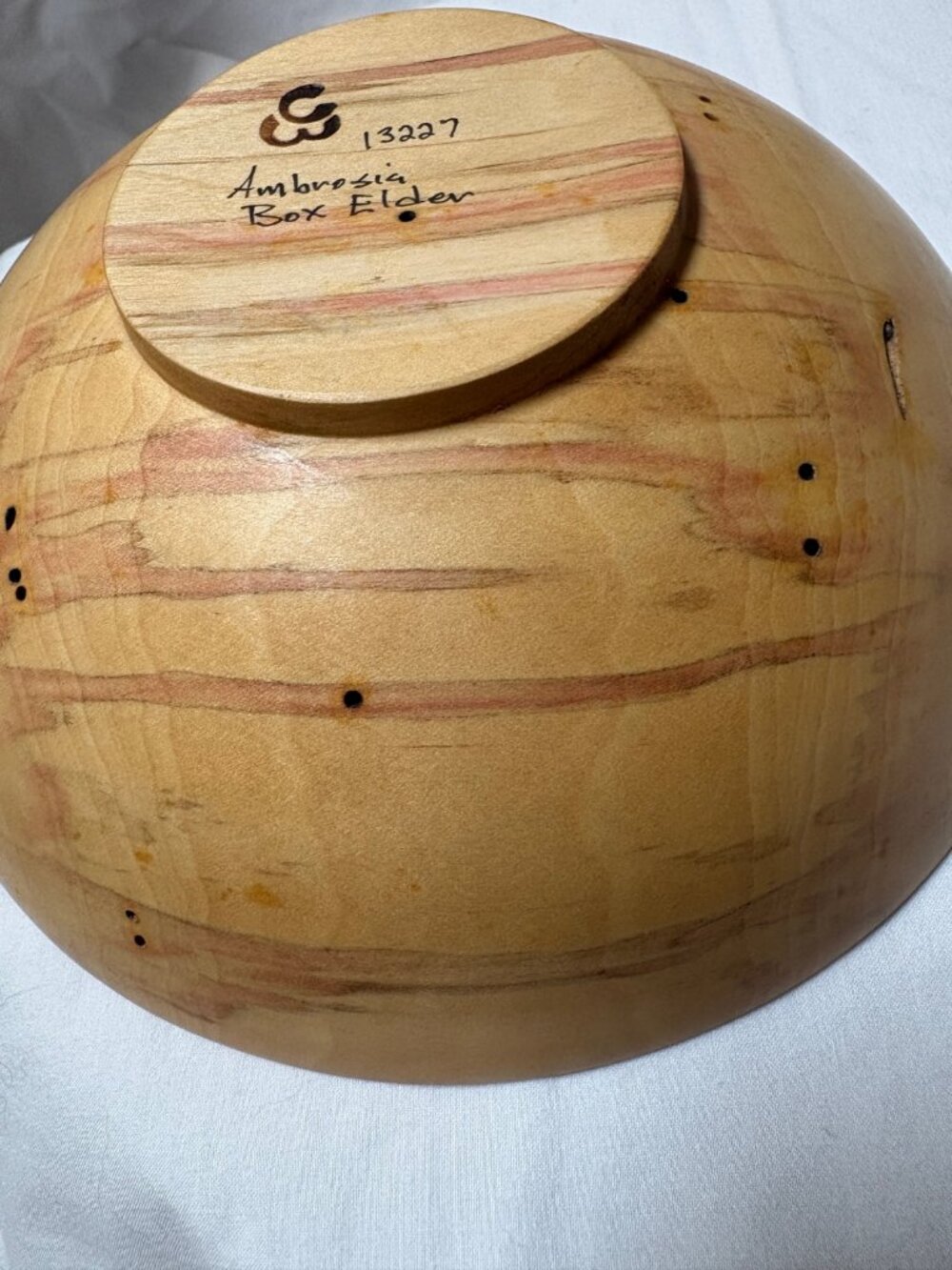 Warren Carpenter Ambrosia Box Elder Bowl • Hand‑Turned • Signed Wood Art - Picture 8 of 8